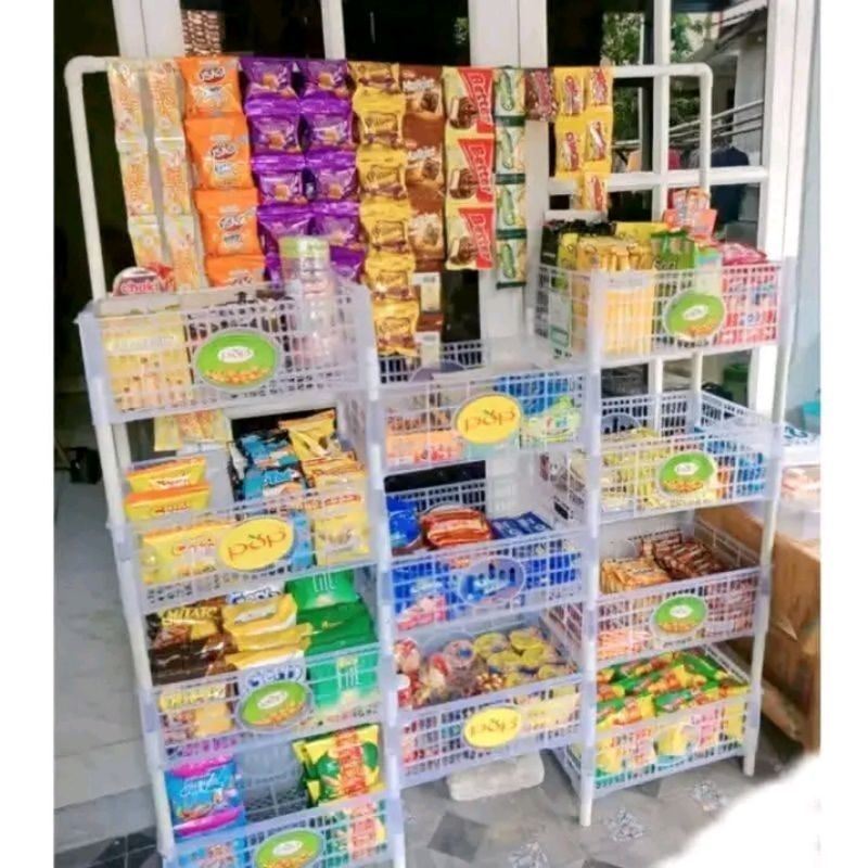 RAK SUSUN WARUNG Rak Warung Keranjang Susun Rak Dagangan Rak Kopi Tempat