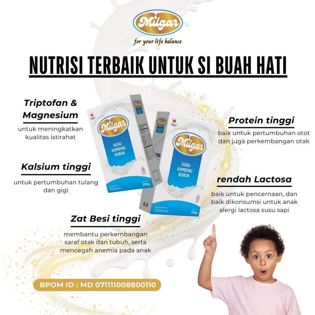 

MILGAR SUSU KAMBING ETAWA UNTUK ANAK ORIGINAL PREMIUM, UNTUK PERTUMBUHAN ANAK, MENJAGA SISTEM IMUN