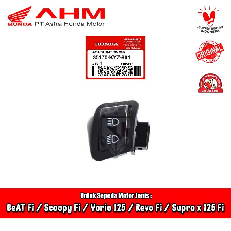 Tombol Saklar Lampu Dim BeAT Scoopy Vario Blade Supra x 125 Fi Original AHM 35170-KYZ-901