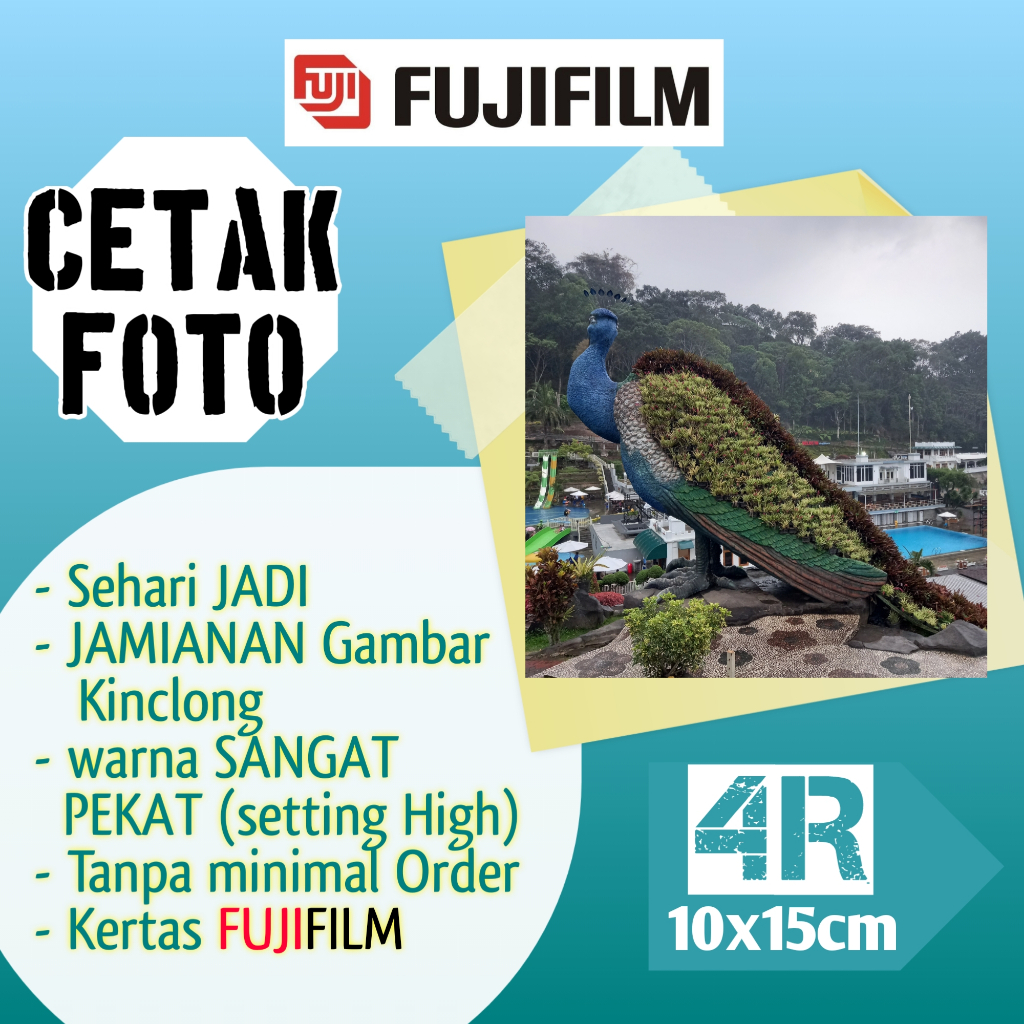 Cetak Foto 4R 10x15cm kertas FUJIFILM asli