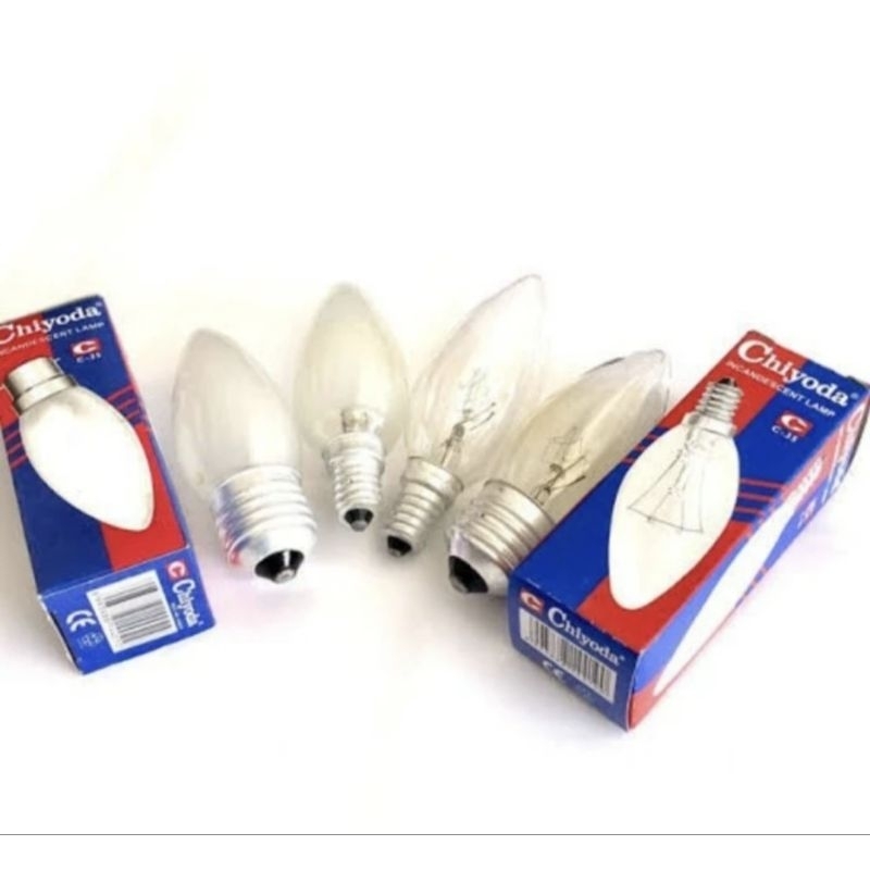 Bohlam Lampu Candle E14 Chiyoda 10W 15W 25W Chiyoda E14 Pijar / Frosted / Clear 25Watt Dop Pijar Lil