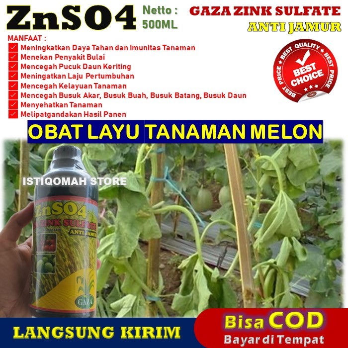 ZNSO4 GAZA 500ML Pupuk Semprot Obat Layu Tanaman Melon, Pupuk Pengatasi Layu Melon, Solusi Ampuh unt