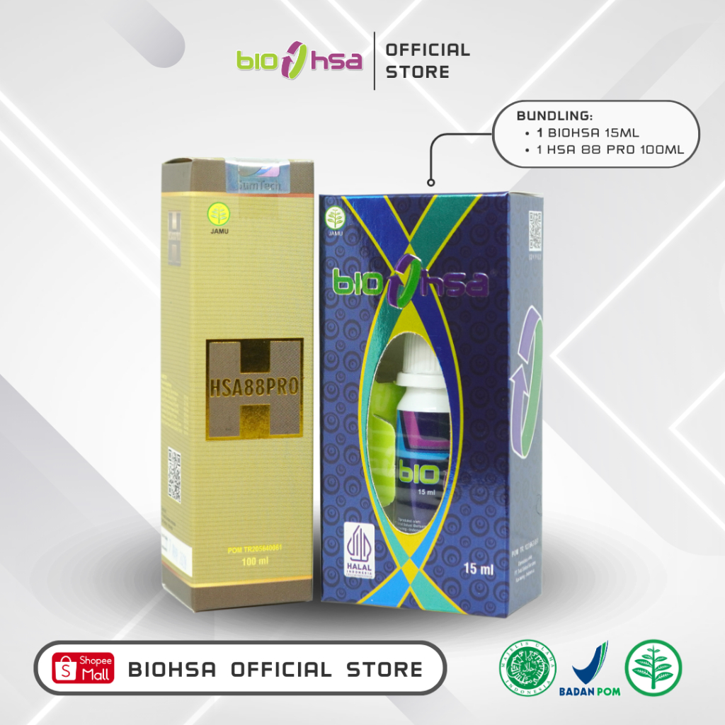 BIO HSA & HSA 88 PRO [Bundling 1 Jamu Tetes BioHSA 15ml + 1 Minyak HSA88 PRO 100ml]