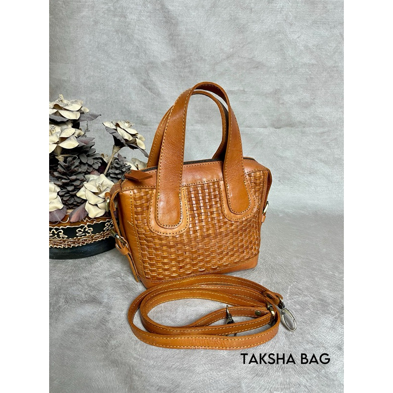 Tas Handbag Kulit Wanita - Tas Slempang Kulit - Tas Motif Anyam