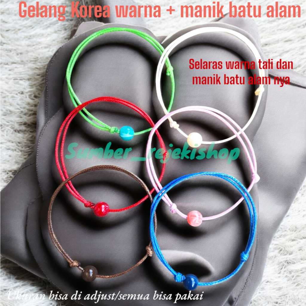 Gelang warna korea manik batu alam/marmer