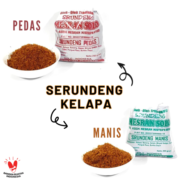 

Serundeng Kelapa Mesran Solo Pedas Manis 250 Gram