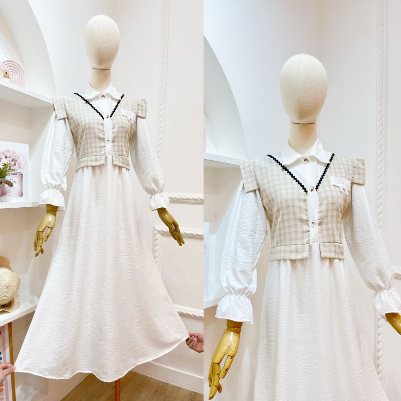 gamis putih rompi bulu kuda remaja/dewasa