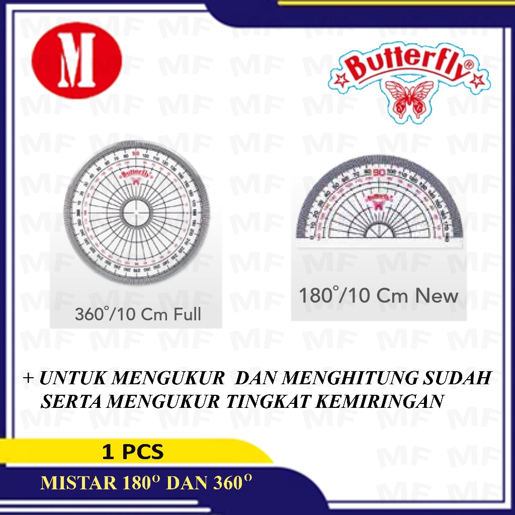 

Mistar Busur 180 DAN 360 Derajat