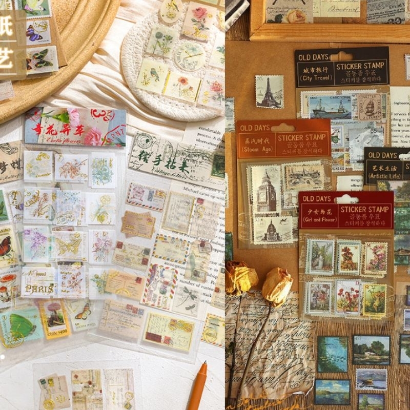 

vintage stamp deco sticker perangko diy scrapbook jurnal