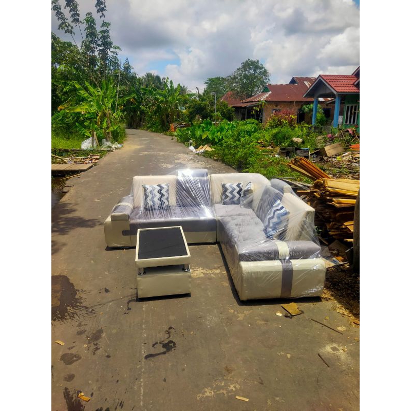 sofa L minimalis ready sofa L ruang tamu sofa Palembang sofa termurah Palembang