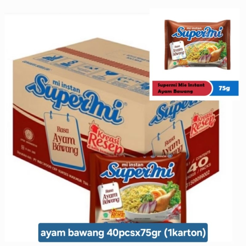 

supermi ayam bawang/kaldu ayam kemasan KARTON (40 bungkus)