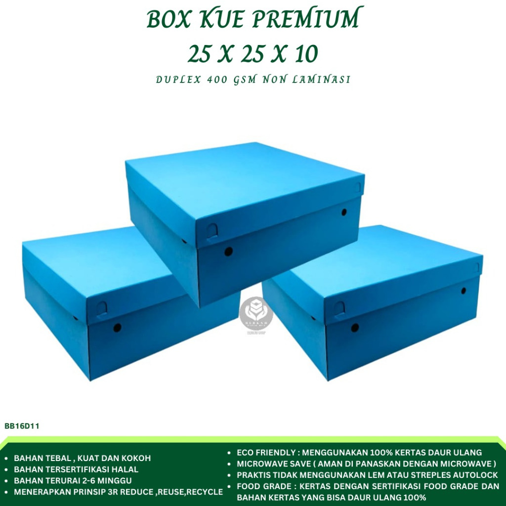 

Dus 25x25x10 Box 25x25 Tebal 400 Gsm Dus Kue 25x25 (BB16P11-25X25X10)