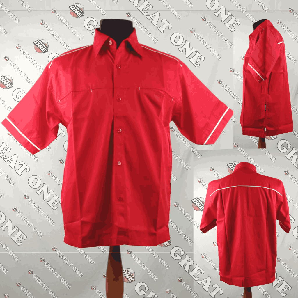 Kemeja Polos Seragam, Baju Kerja/Komunitas, American Drill Merah