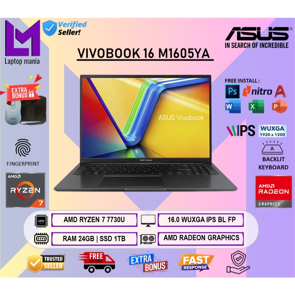 Laptop Asus Vivobook 15 M1502YA Ryzen 7 7730U 24GB 1TB 15.6 inch FHD IPS Win11Home