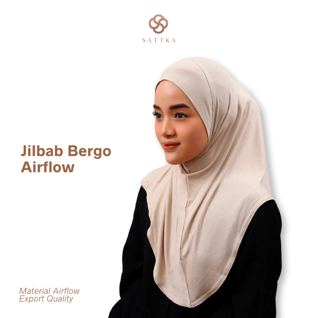 Jilbab Bergo Airflow Sattka / Sport Hijab / Daily Hijab / Hijab Jeblus Instan / Anti Ribet Anti Bau 