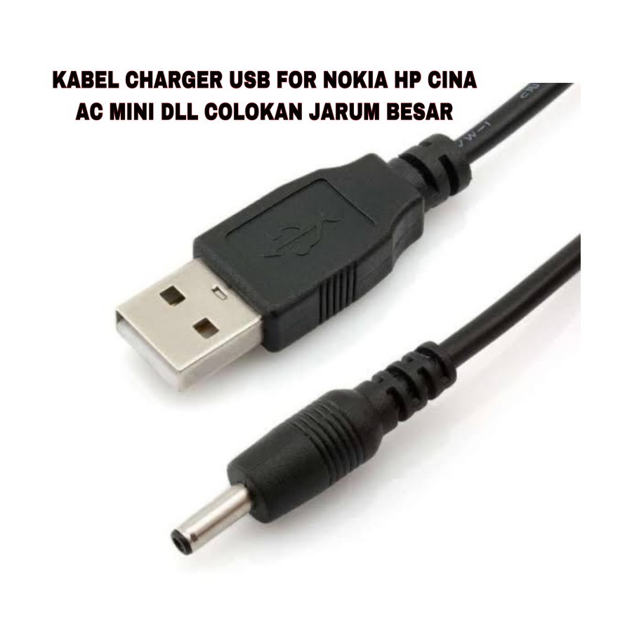 { BATTERY SHOP } KABEL CHARGER USB FOR NOKIA HP CINA AC MINI DLL COLOKAN JARUM BESAR