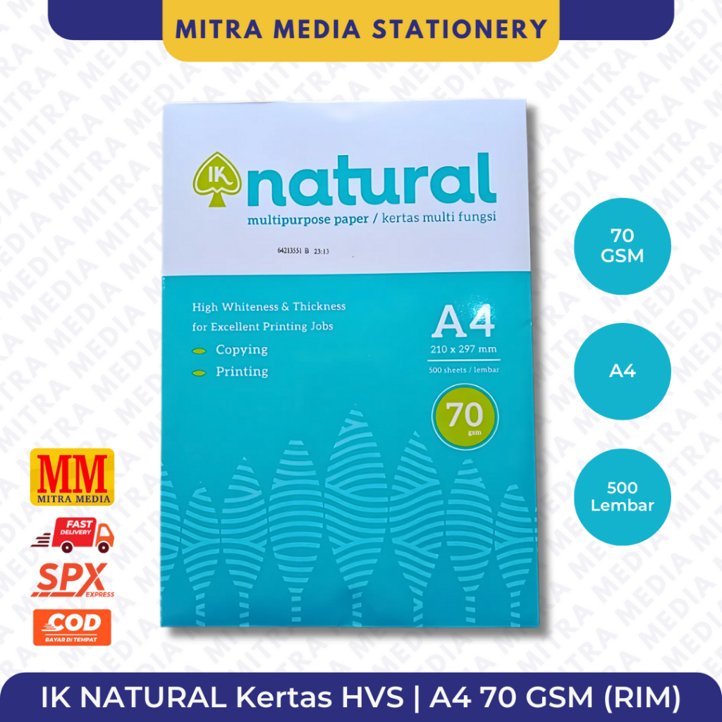 

Kertas HVS IK NATURAL A4 / 70GR / 70GSM PER RIM