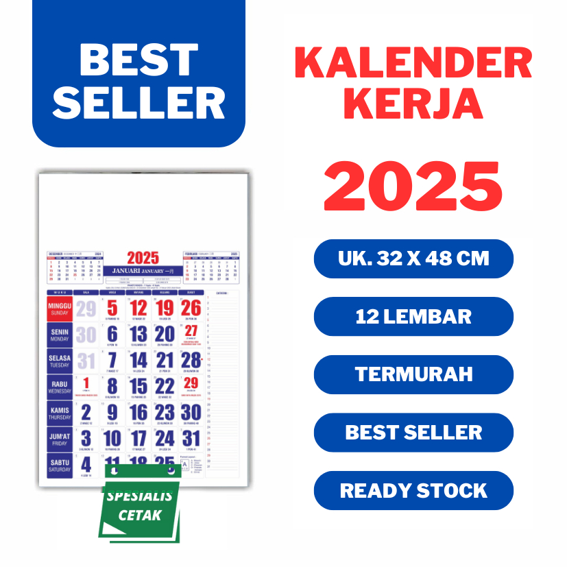 KALENDER DINDING NASIONAL 2025 TANGGALAN JAWA 2025