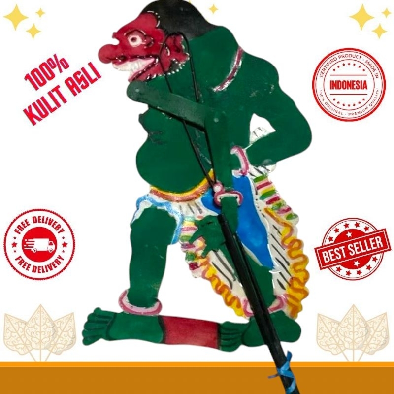 WAYANG kulit BUTO IJO -+ 45 CM BAHAN KULIT SAPI ASLI