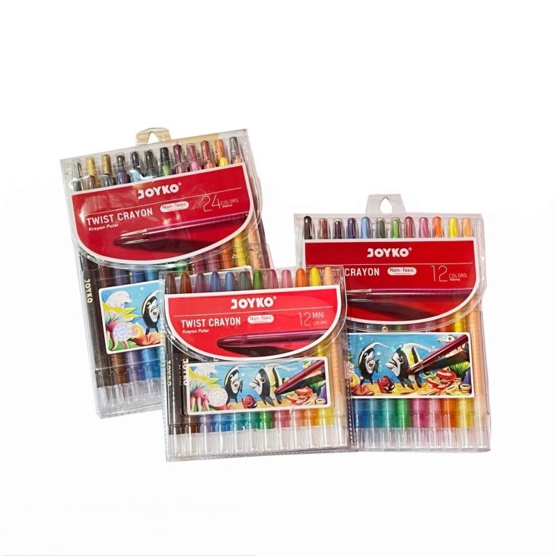 

Krayon Putar / Twist Crayon Color Joyko Isi 24 Warna / 12 Warna Panjang / 12 Warna Pendek