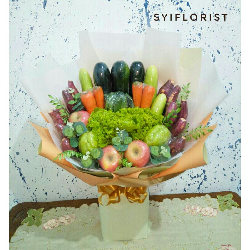 

BUKET SAYUR MIX BUAH DAN UBI BY SYIFLORIST UNTUK HADIAH ULTAH, HARI IBU, WISUDA, DLL