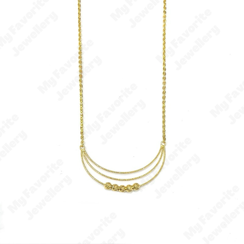 Kalung Layer Model Fashion Bola Warna Emas Asli Kadar 700