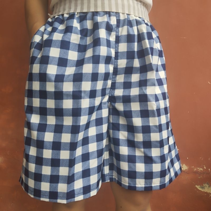 Celana Pendek/Celana Kolor/Celana Santai Dewasa Pria Wanita motif kotak-kotak panjang 50 cm BB sampa