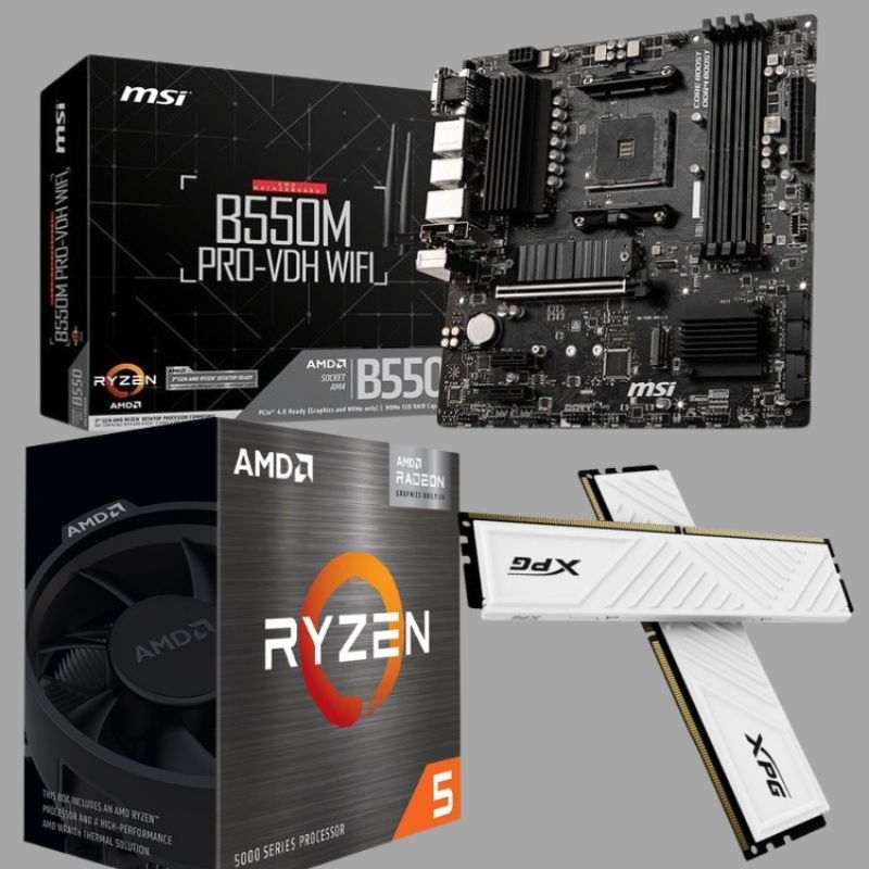 Bundle Ryzen 5 5600G + MSI B550M Pro VDH WiFi + Adata XPG 2x8GB 3200Mhz White