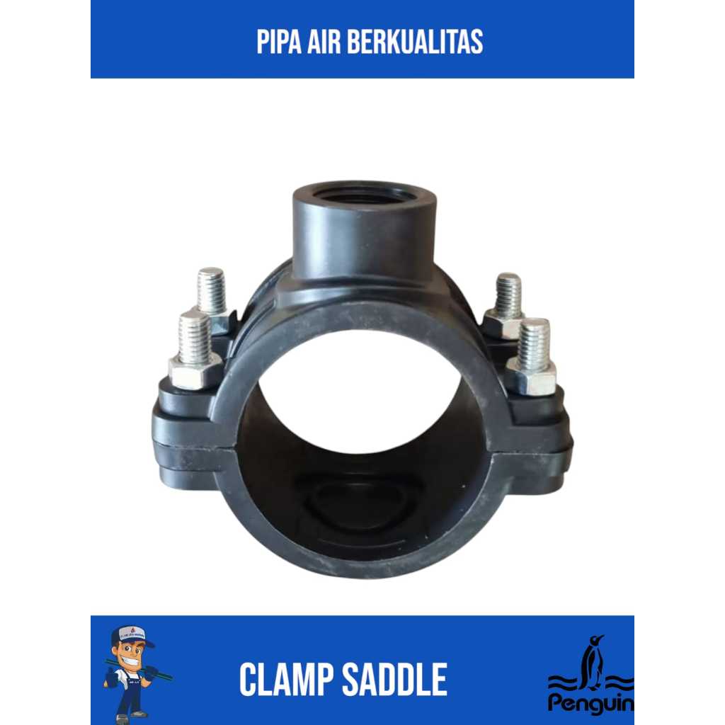 Sambungan Pipa Hdpe Clamp Saddle Hdpe 1" x 1/2" inch Atau 32mm x 20mm