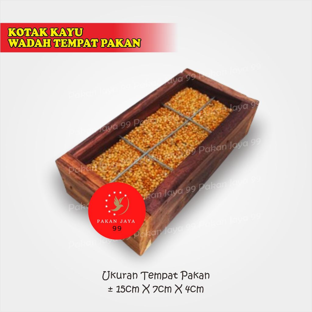 READY KOTAK KAYU WADAH TEMPAT PAKAN MAKAN MAKANAN BURUNG LOVEBIRD RAM KAWAT BENTUK PERSEGI PANJANG B