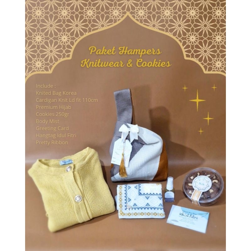

Hampers Idul Fitri isi Cardigan+cookies+hijab+parfum,kado idul fitri premium unik cocok untuk bingkisan keluarga,sahabat,orang tua