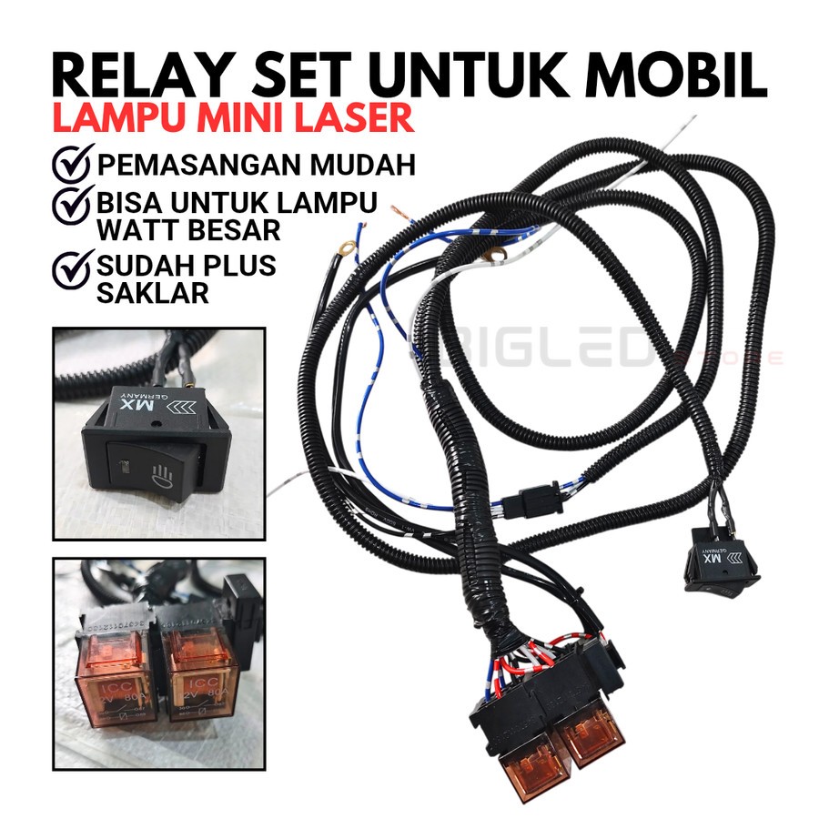 Relay Set Lampu Tembak D2 Laser Mini Projie Lampu Mobil