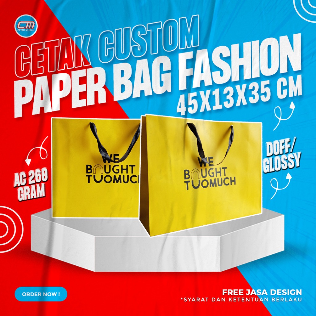 

Paperbag Fashion Custom Ukuran 45 x 13 x 35 Cm