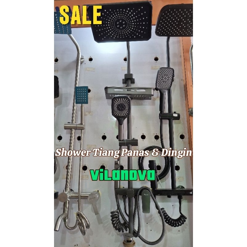 1 Set Shower Tiang Panas Dingin VILANOVA Warna Grey Mix Hand Shower Bidet Tempat Sabun