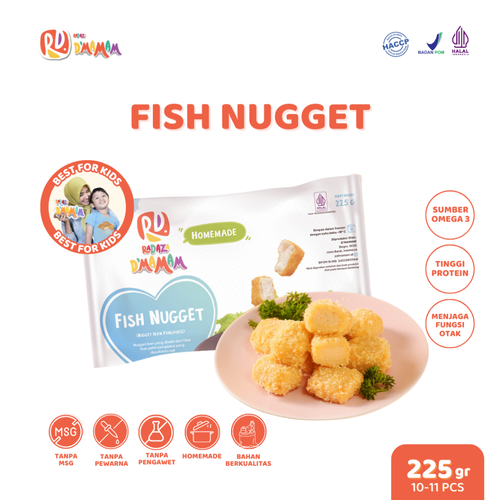 

Radaza D'MAMAM Fish Nugget 225g Dairy Free No MSG BPOM HALAL Cemilan Lauk Praktis Anak MPASI
