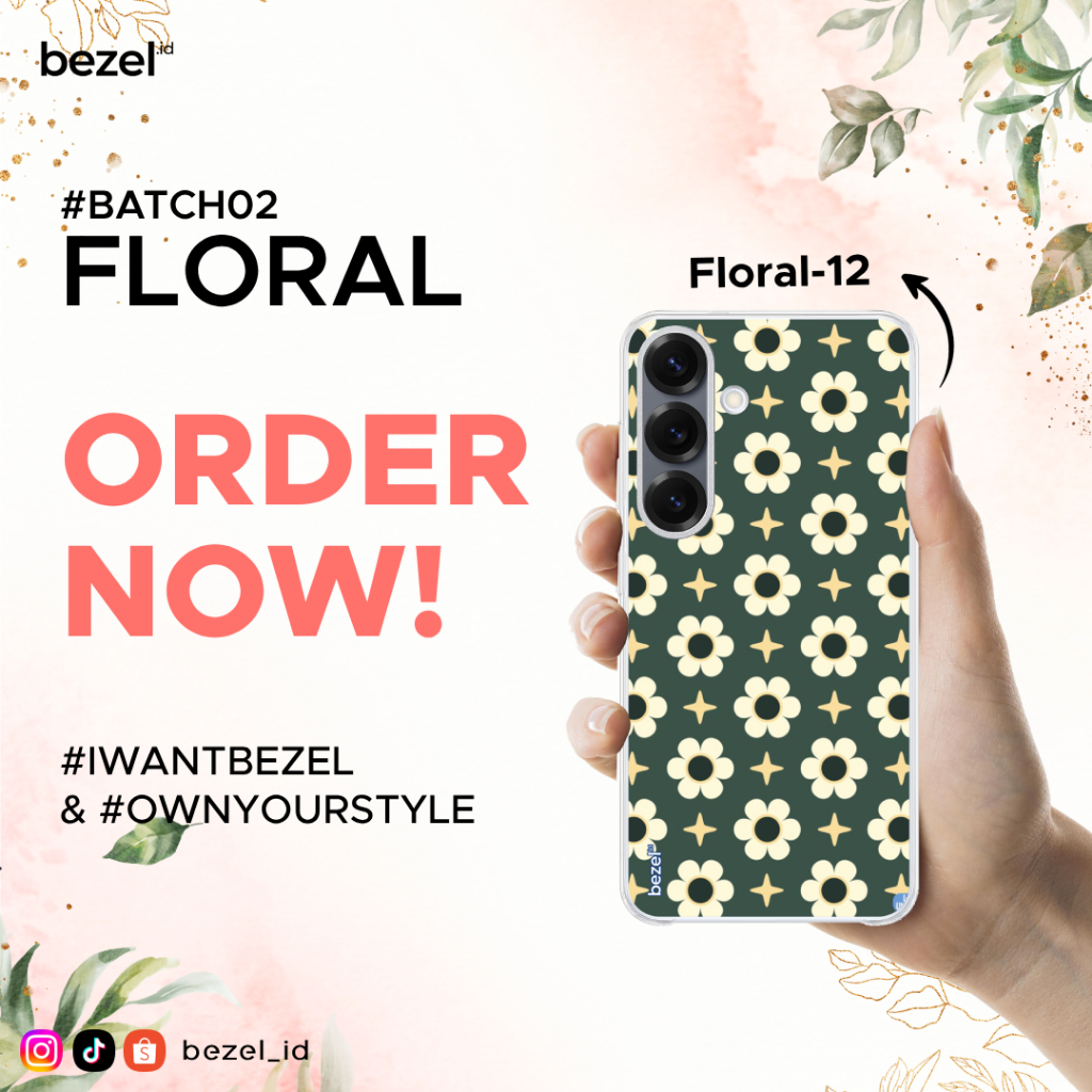 Bezel Premium Case Floral #12 Semua Type HP Kekinian For Samsung