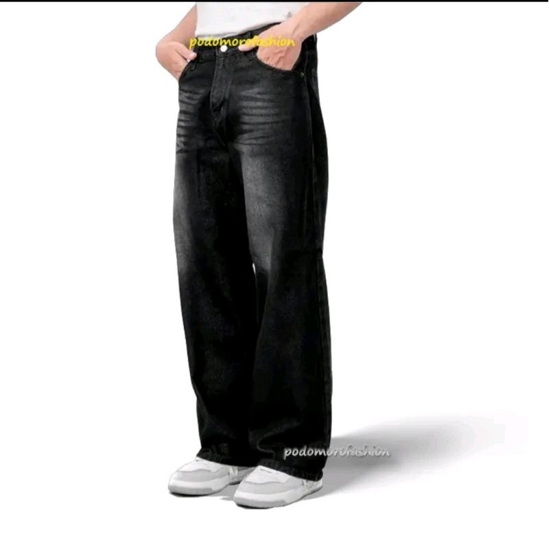 Celana Jeans Pria Celana Panjang Hitam Pria Dewasa Kulot Jeans Murah Denim Jumbo Korean Style Celana