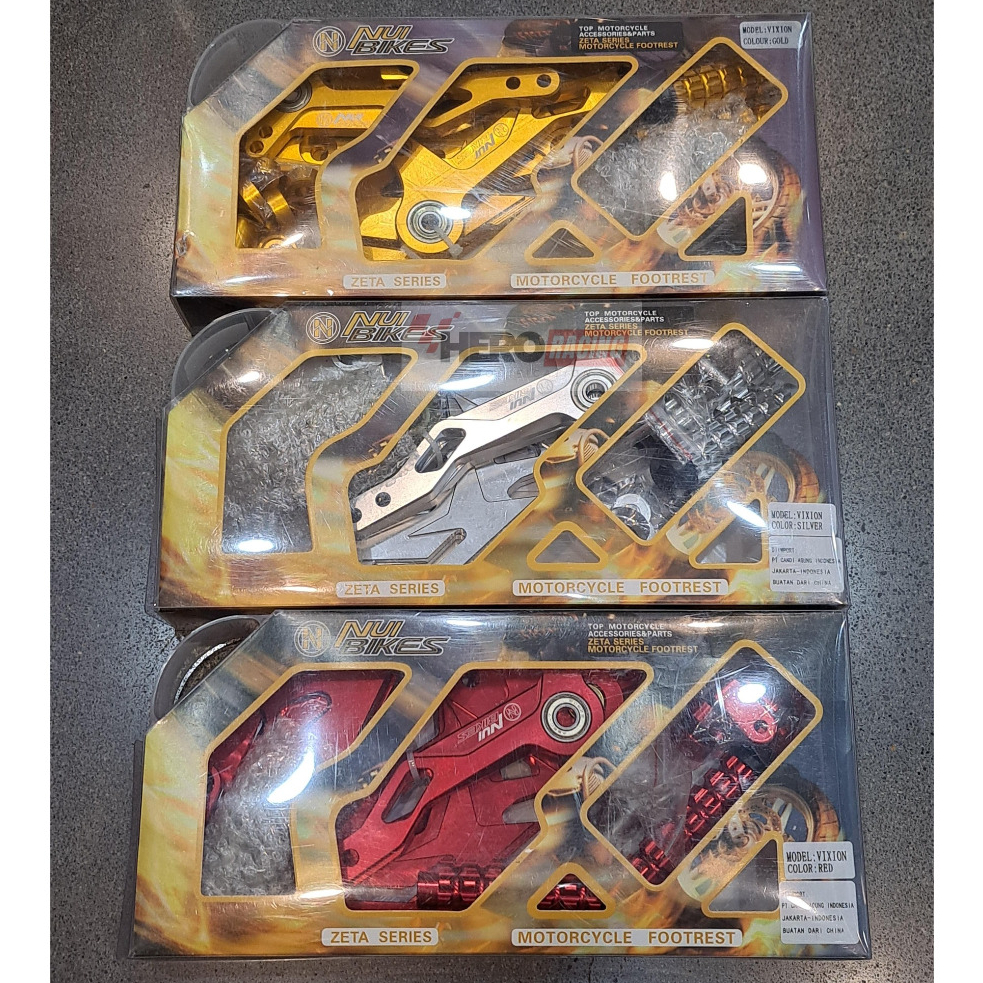FOOTSTEP UNDERBONE NUI ZETA SERIES VIXION R15 V2 XABRE HITAM GOLD MERAH SILVER CNC NUI RACING