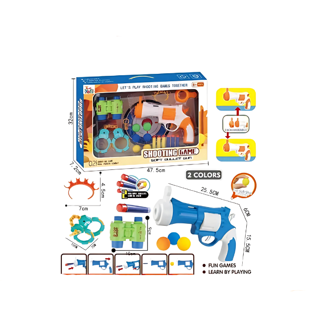 Yofi Toys Revolver Toy / Shoothing Game Soft Bullet Gun / Mainan Tembak