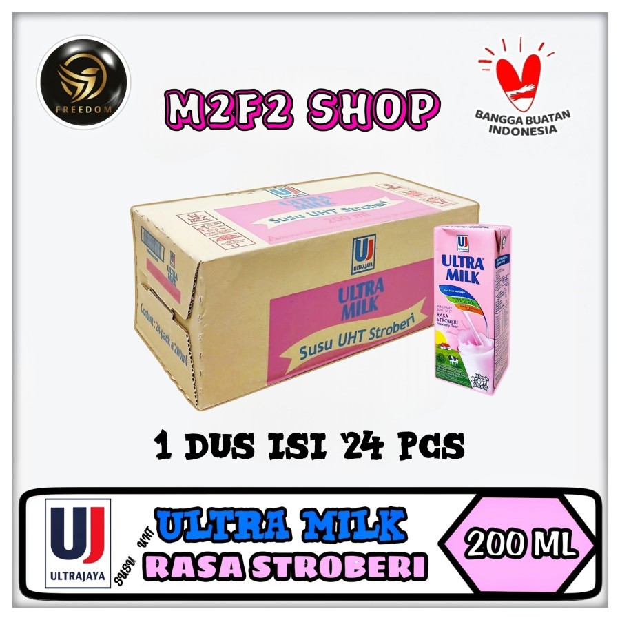 

Susu Ultra Milk Rasa Stroberi Kotak UHT | Strawberry - 200 ml (Kemasan Karton)