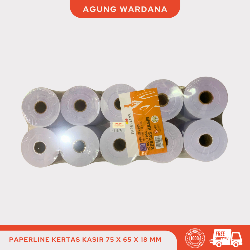 

PAPERLINE KERTAS KASIR 1 PLY UKURAN 58 X 65 X 18 MM DAN 75 X 65 X 18 MM