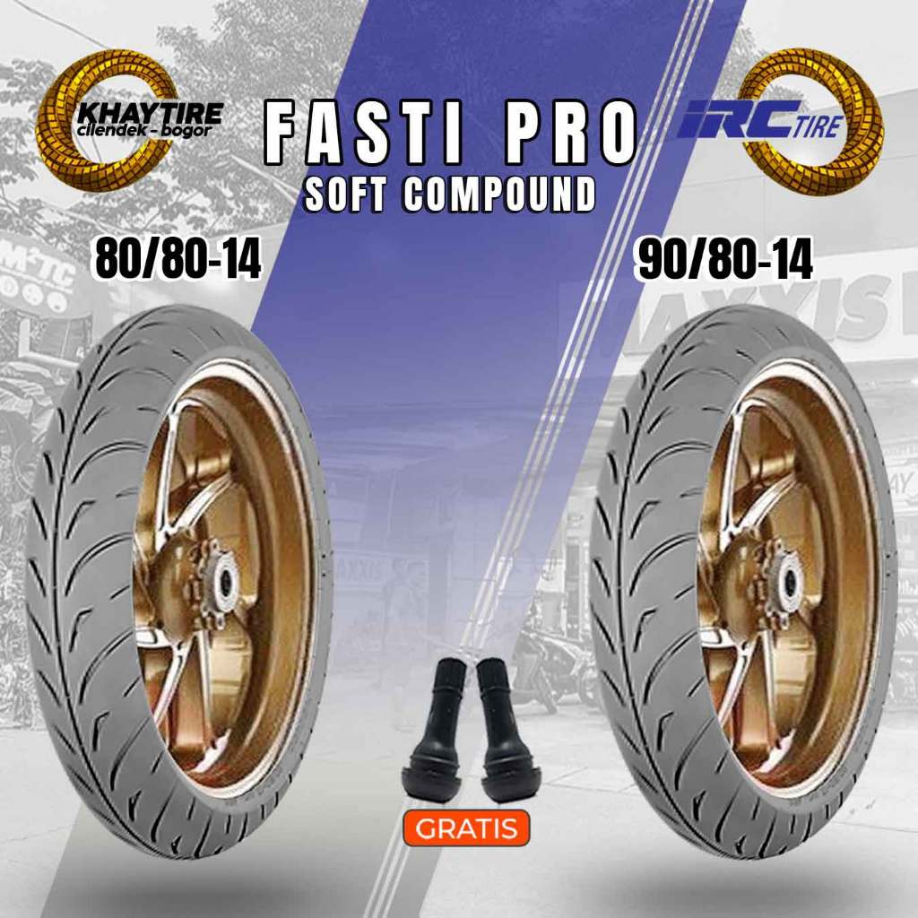 Sepasang Ban Motor Matic IRC FASTI PRO 80/80 & 90/80 Ring 14 Tubeless