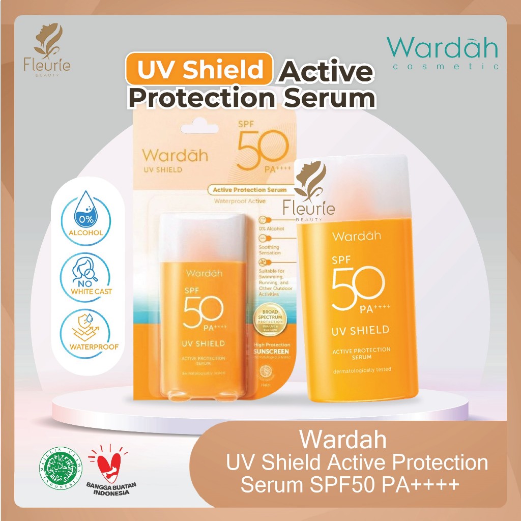 Wardah UV Shield Active Protection Serum SPF50 PA++++ - Sunscreen Wajah Waterproof Wardah