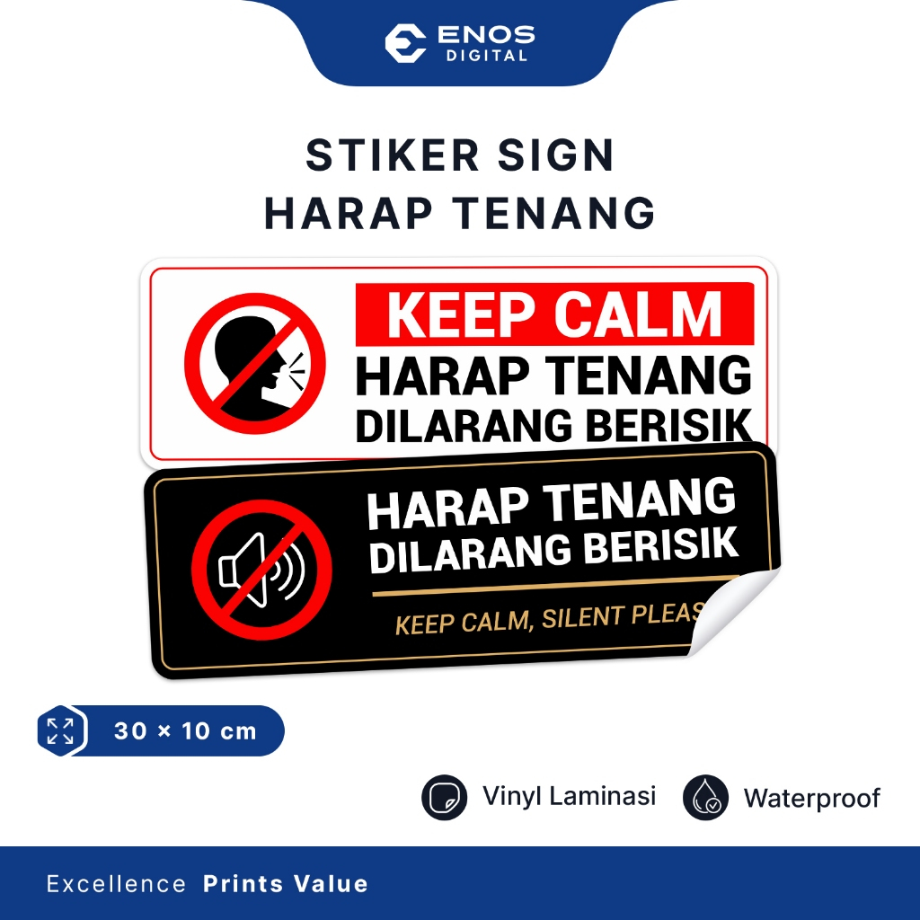 

Stiker Harap Tenang Dilarang Berisik Sign Label Keep Calm Silent Please