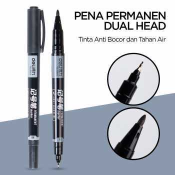 

Deli Pena Permanen Dual Head Tip Marker Pens Waterproof - 6824