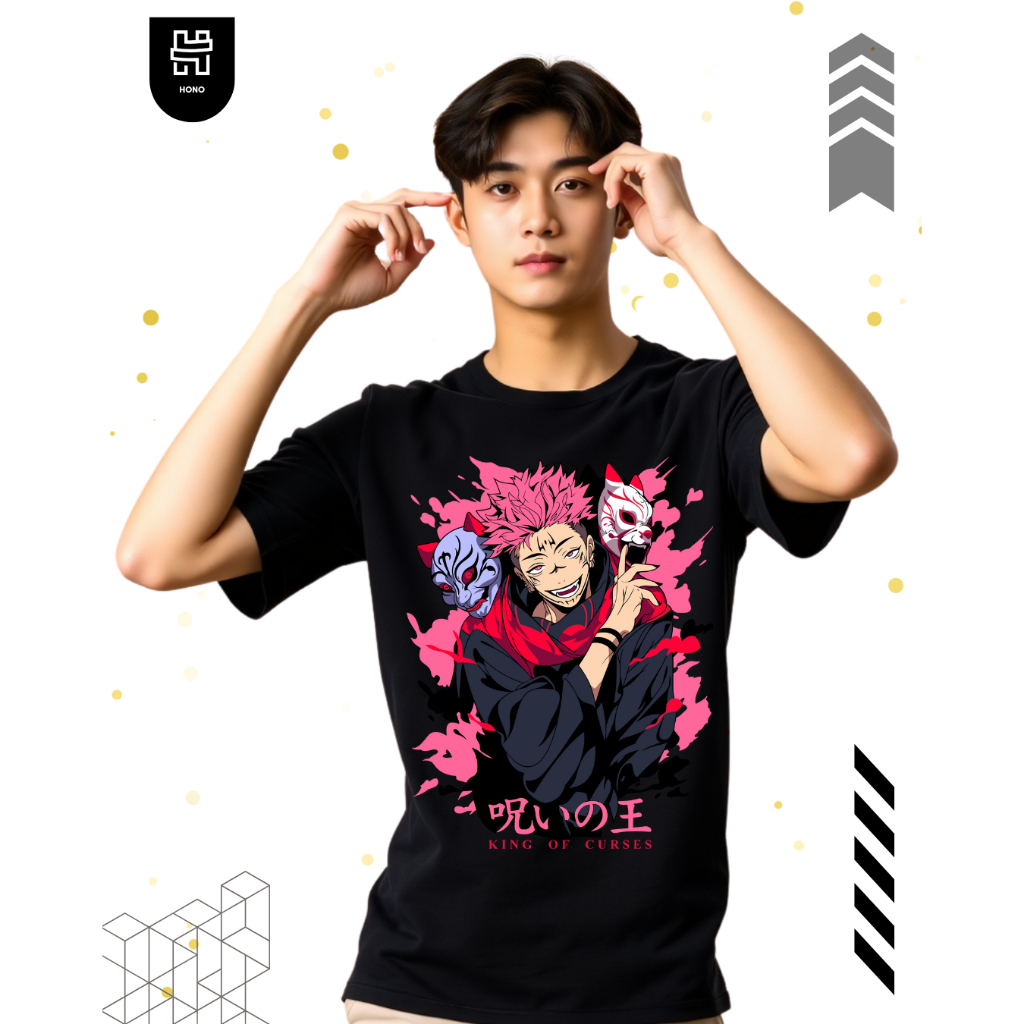 Hono | Kaos Baju Anime Yuji Itadori Pria Wanita | Kaos Polos Warna Hitam