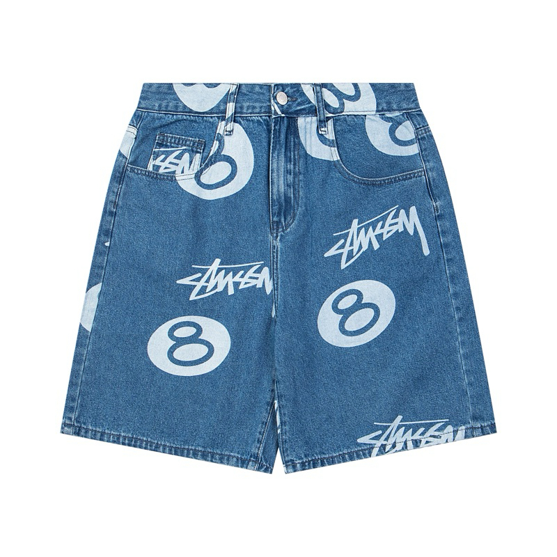 STUSSY 8 Ball Jorts Celana Pendek Skena Denim BLUE Jeans Streetwear Unisex