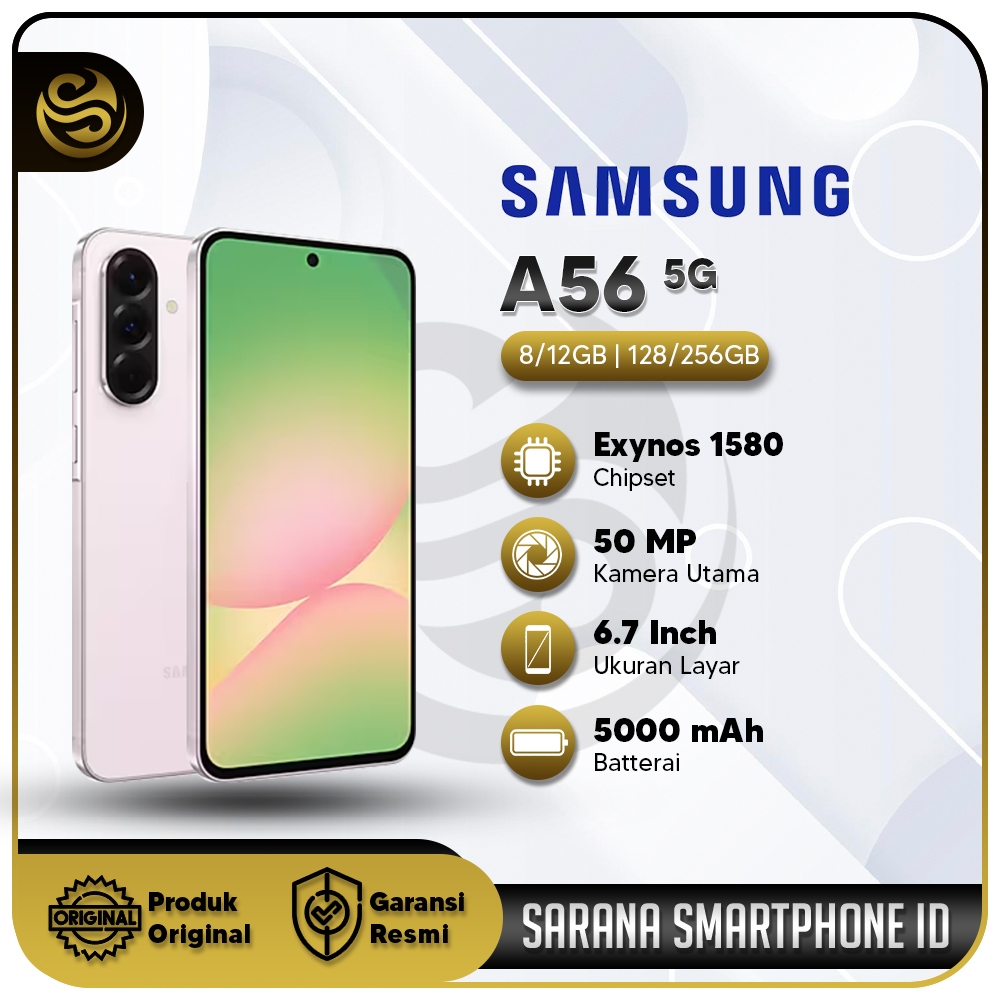 Samsung Galaxy A56 5G - RAM 8/256 - Exynos 1580 | Gorilla Glass Victus+ | HP Kelas Premium 2025