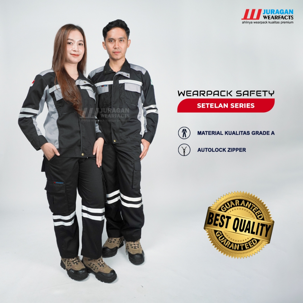Juragan Wearfacts - Wearpack Safety Setelan Atasan Warna Hitam Abu Bawahan Celana Hitam