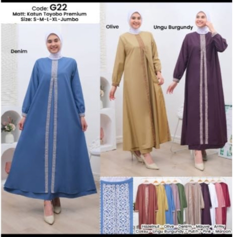 GAMIS MADINA NURBAYA// GAMIS TOYOBO BORDIR PREMIUM QUALITY// GAMIS PESTA BUSUI JUMBO// GAMIS TERBARU